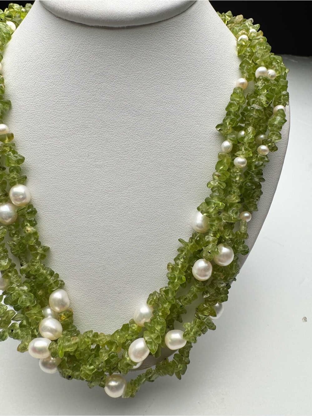 Peridot and Pearl Multi-Strand Necklace - Picture 5 of 11